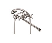 Смеситель для ванны с плоским изливом D145807-F,  шланг, лейка, крепление для лейки, эксцентрик