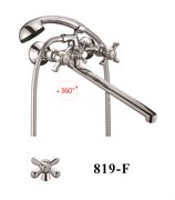 Смеситель для ванны с плоским изливом D145819-F,  шланг, лейка, крепление для лейки, эксцентрик