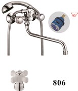 Смеситель для ванны с круглым изливом, керамическая ручка D146806,  хром