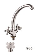 Смеситель для кухни  с поворотным изливом, керамическая ручка D153806,  хром