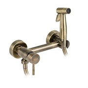 Смеситель с гигиенической лейкой, из нержавеющей стали, круглый корпус, цвет БРОНЗА.