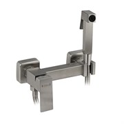 Смеситель с квадратной гигиенической лейкой, из нержавеющей стали, квадратный корпус, цвет САТИН.