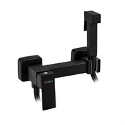 Смеситель с квадратной гигиенической лейкой, из нержавеющей стали, квадратный корпус, цвет ЧЕРНЫЙ.