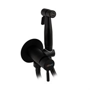 Смеситель с гигиенической лейкой встраеваемый, из нержавеющей стали, круглый корпус, цвет ЧЕРНЫЙ