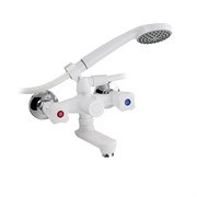 Смеситель в ванную короткий излив, металлокерамика, с шаровым переключением, из высокопрочного пластика АБС - БЕЛЫЙ