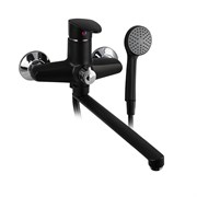 Смеситель в ванную, длинный излив, шаровый, из высокопрочного пластика АБС, чёрного цвета