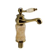 Смеситель для раковины, корпус под бежевый мрамор с золотом, шаровый, пластик АБС