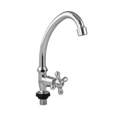 Кран на одну воду, вентильный, круглая ручка, цвет ХРОМ.