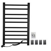 Полотенцесушитель электрический, ЛЕСЕНКА, 500 х 800 х 90 мм,10 перекладин, 115 W, из алюминия, цвет ЧЕРНЫЙ.