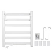 Полотенцесушитель электрический, ЛЕСЕНКА с ПОЛКОЙ, 500 х 600 х 270 мм, 5 плоских перекладин, 135 W, из алюминия, цвет БЕЛЫЙ.