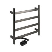 Полотенцесушитель электрический, 475 х 505 х 90 мм, лесенка 4 перекладины, 75 W, из нержавеющей стали, сенсорное управление с таймером до 24 часов, цвет ГРАФИТ.