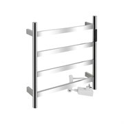 Полотенцесушитель электрический, 475 х 505 х 90 мм, лесенка 4 перекладины, 75 W, из нержавеющей стали, сенсорное управление с таймером до 24 часов, цвет ХРОМ.