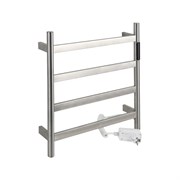 Полотенцесушитель электрический, 475 х 505 х 90 мм, лесенка 4 перекладины, 75 W, из нержавеющей стали, сенсорное управление с таймером до 24 часов, цвет САТИН.